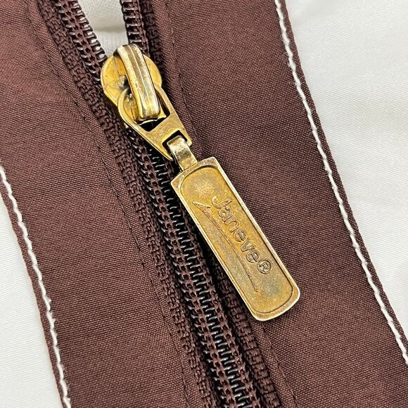 Vintage Janeve Brown White 2 Piece Long Sleeve Zip Up Track Suit Small - Picture 6 of 16